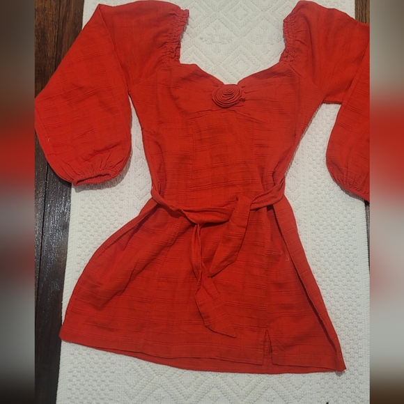 Free People Red Dress with Flower/Rose - Picture 8 of 15